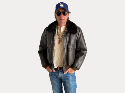 Vintage Sears Leather Bomber Flight Jacket Aviator – Size 42US / 52 EU – Made in the USA-AJ357 Studio-AJ357 Studio