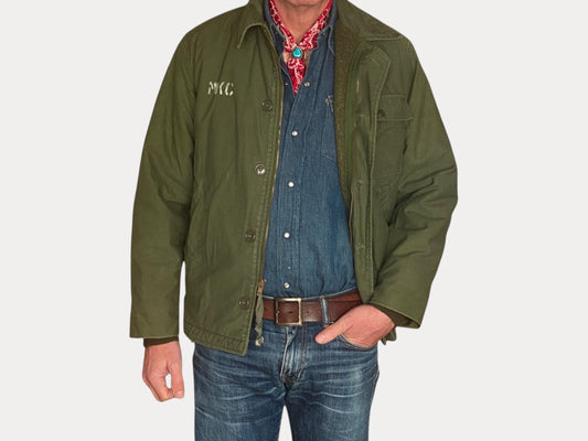 US Navy A-2 Deck Jacket — 1981 Issue, Authentic Military Outerwear Made in USA - Medium.-AJ357 Studio-AJ357 Studio