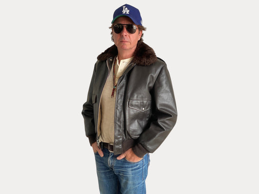 Vintage Leather Bomber Flight Jacket – Size 40US / 50EU – Made in USA-AJ357 Studio-AJ357 Studio