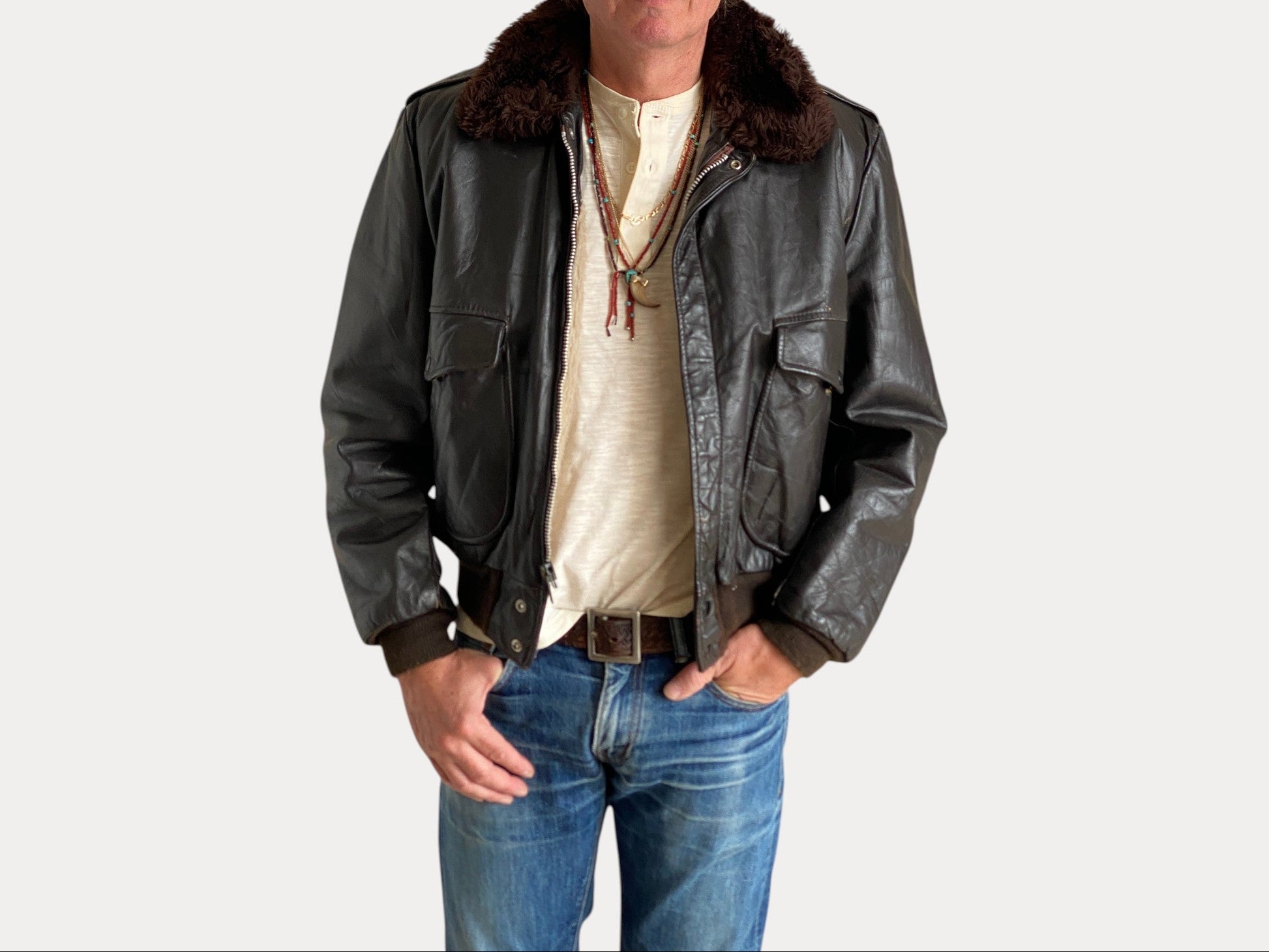 Vintage Flight leather jacket by Cooper – Made in the USA – Size 42 US / 52 EU.-AJ357 Studio-AJ357 Studio