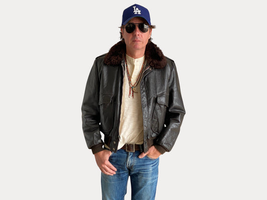 Vintage Flight leather jacket by Cooper – Made in the USA – Size 42 US / 52 EU.-AJ357 Studio-AJ357 Studio