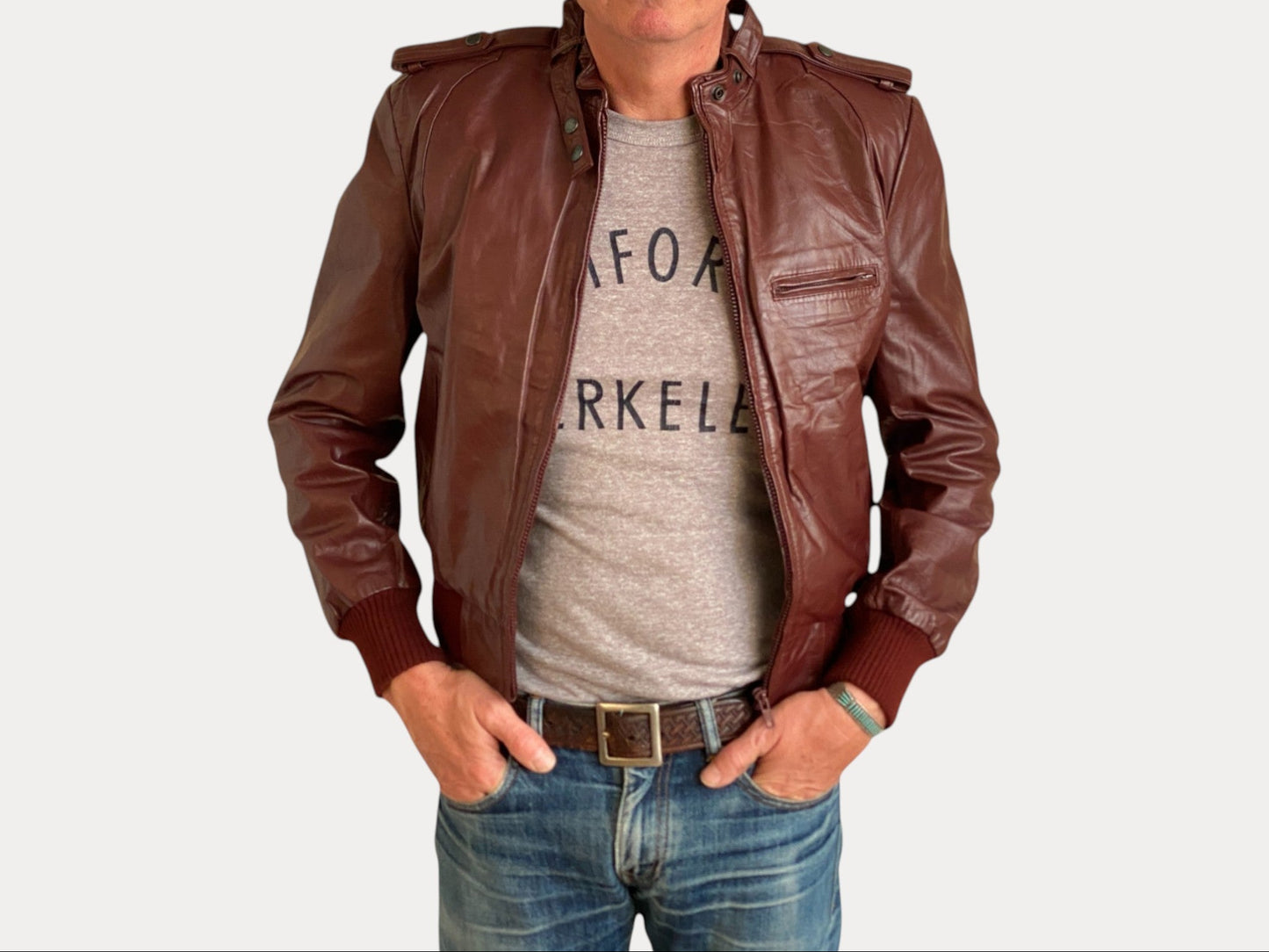 Size 12US Vintage 80s leather jacket removable lining-AJ357 Studio-AJ357 Studio
