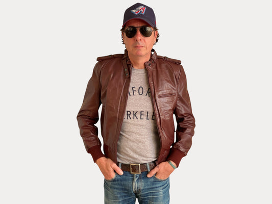 Size 12US Vintage 80s leather jacket removable lining-AJ357 Studio-AJ357 Studio