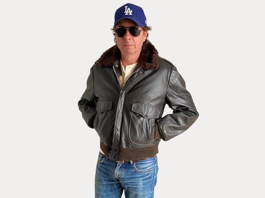 Vintage Leather Bomber Flight Jacket – Size 42US / 52EU – Featuring a Talon zipper-AJ357 Studio-AJ357 Studio