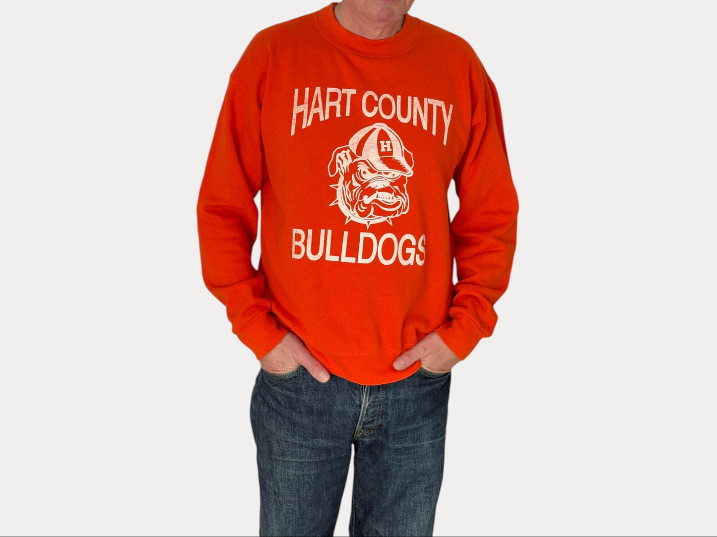 Sudadera de cuello redondo de los Hart County Bulldogs, talla L, fabricada en EE. UU. por Platinum Sweats