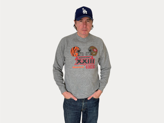 Size L Crew Neck Super Bowl XXIII Bengals vs 49ERS Made In USA By Jerzees