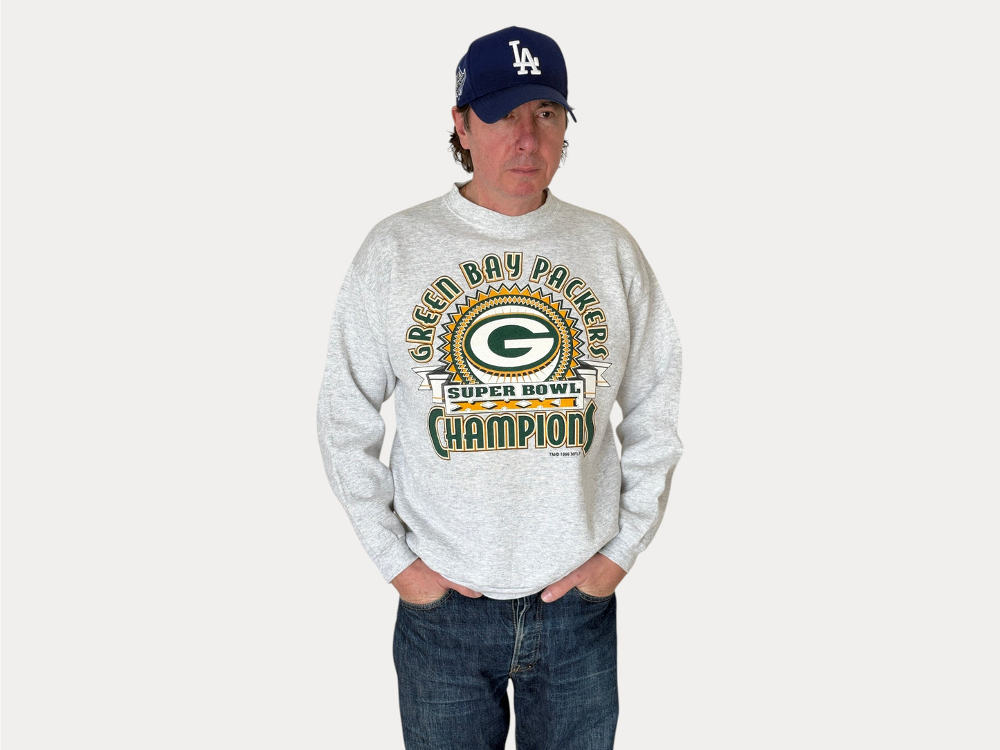 Taille L Col ras du cou Champions du Super Bowl 1996 Green Bay Packers Par Logo 7