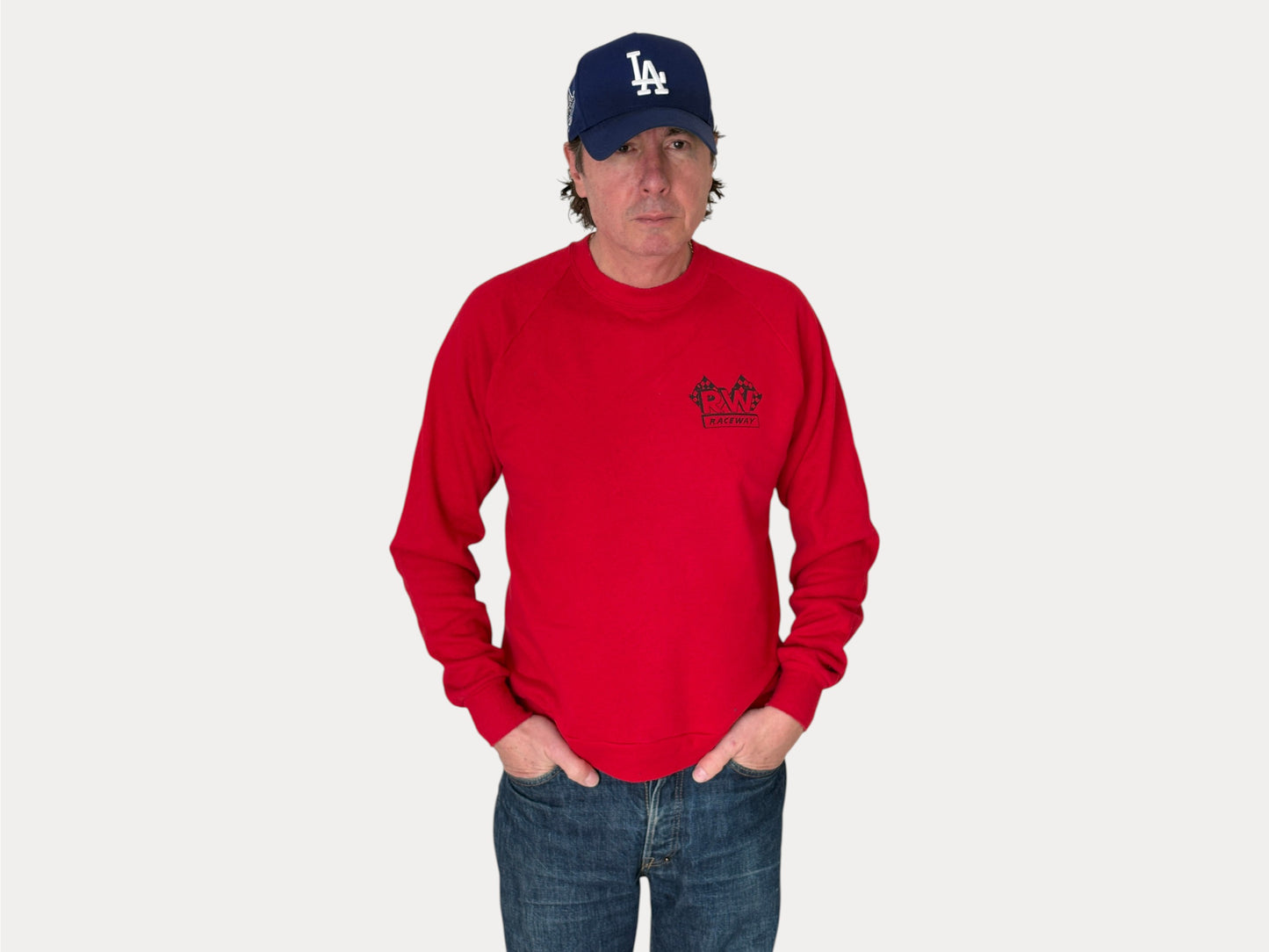 Size L 90s Crew Neck Raceway Made In USA By Jerzees