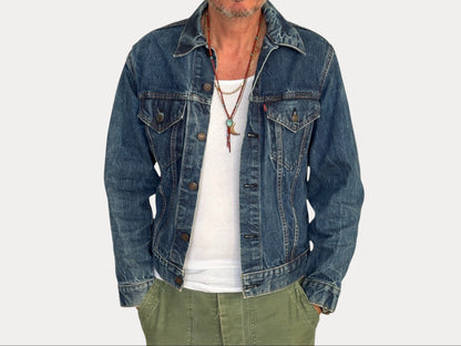 Size 38US / 48EU. Vintage Early 70s 2 pocket Levi’s Denim Jacket 70505 – Single Stitch, Made in USA-AJ357 Studio-AJ357 Studio