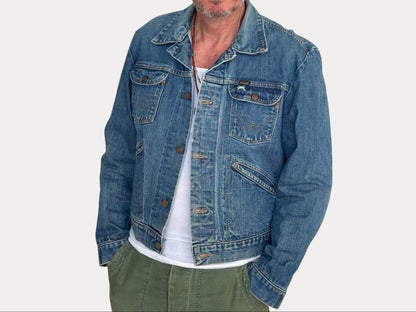 Size 44US / 54 EU Authentic 70s Wrangler denim jacket -4 pockets- Made in the USA-AJ357 Studio-AJ357 Studio