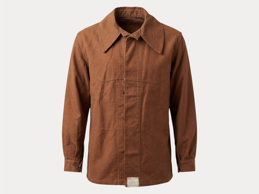 Vintage SNCF French Railroad Worker Jacket - Brown Duck Canvas - Chore Coat - Size Med