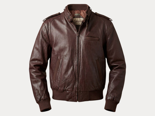 Vintage 80s Campus Leather Jacket Made USA Classic Biker Style Size 42US 52EU Mens