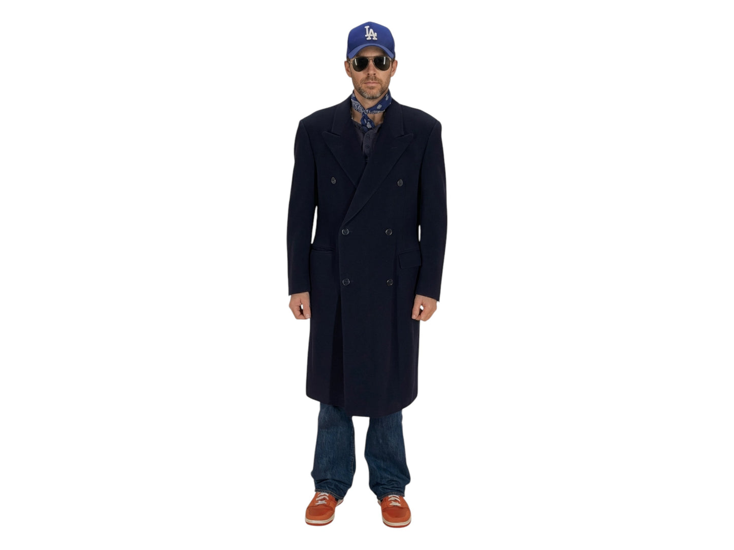 Size 52 EU  Vintage dark blue Burberrys Cashmere Overcoat – Double Breasted Classic.