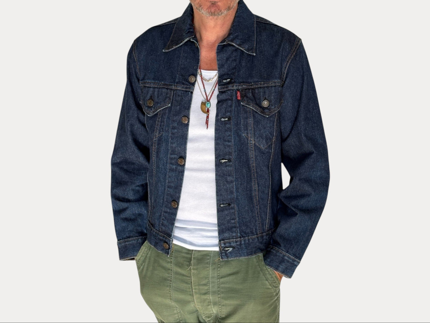 Size 40US / 50EU. Vintage 70s 2 pocket Levi’s Denim Jacket 70505 – Double Stitch, Made in USA-AJ357 Studio-AJ357 Studio