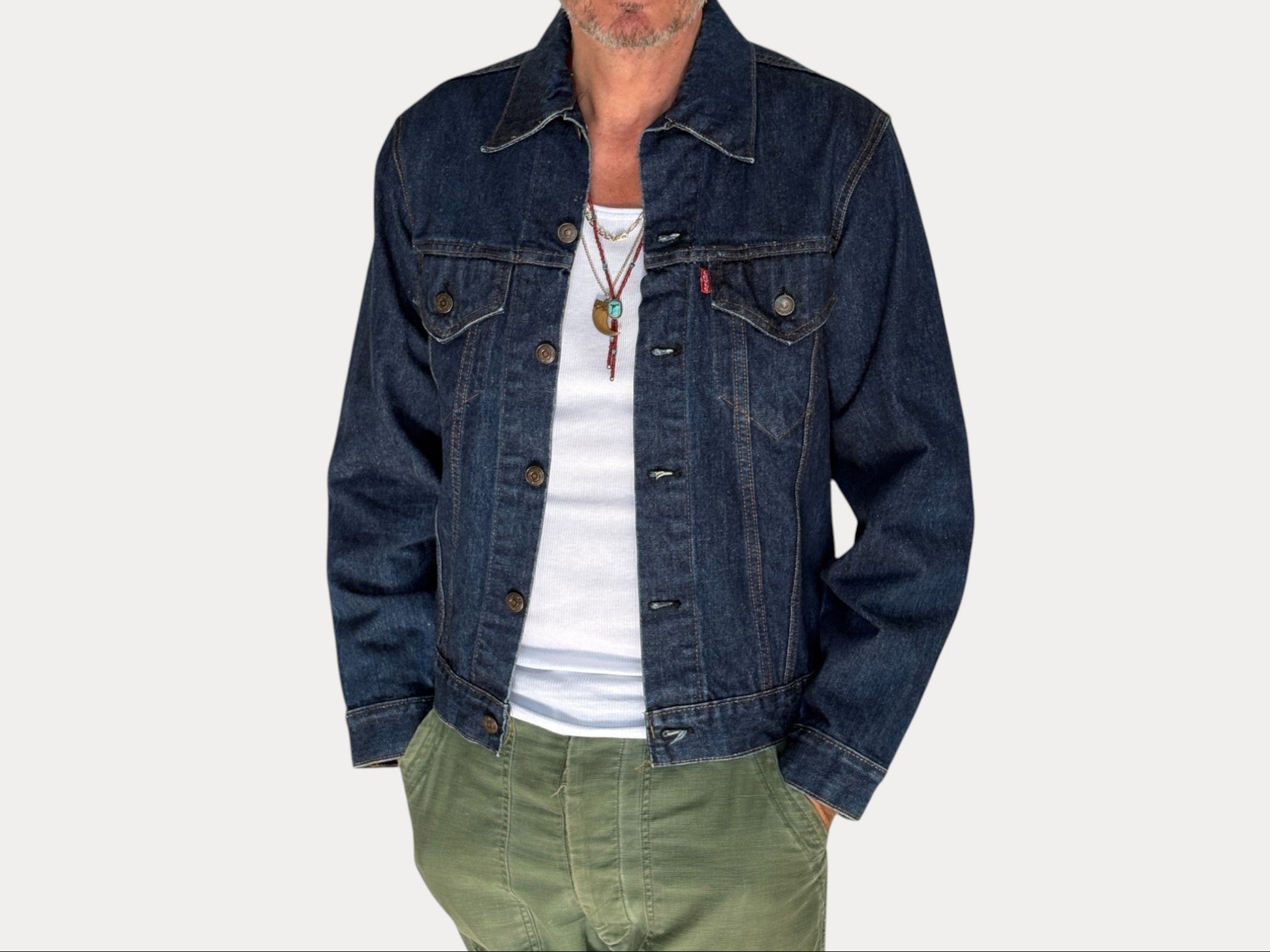 Size 40US / 50EU. Vintage 70s 2 pocket Levi’s Denim Jacket 70505 – Double Stitch, Made in USA-AJ357 Studio-AJ357 Studio