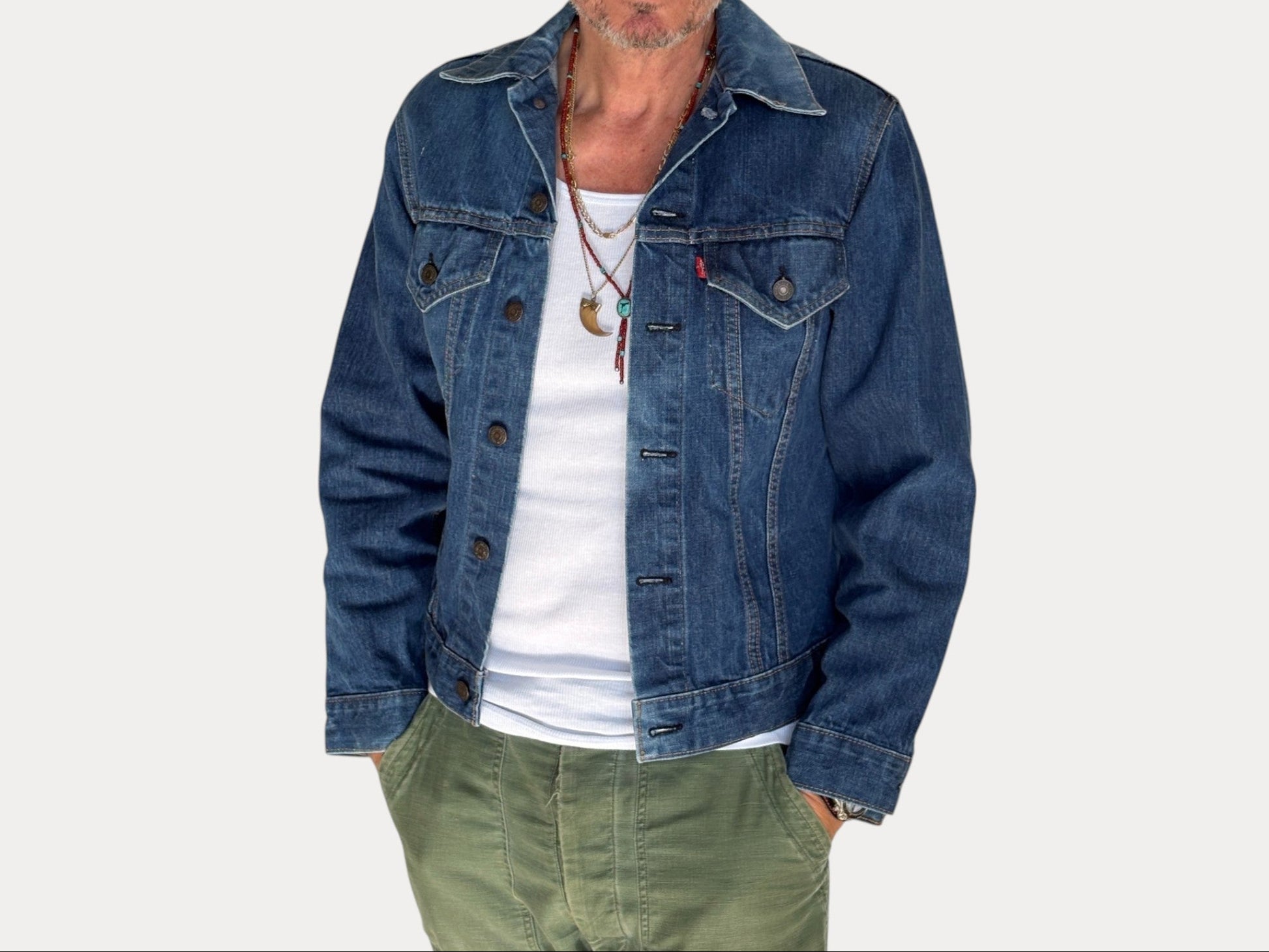 Size 38US / 48EU. Vintage Early 70s 2 pocket Levi’s Denim Jacket 70505 – Single Stitch, Made in USA-AJ357 Studio-AJ357 Studio