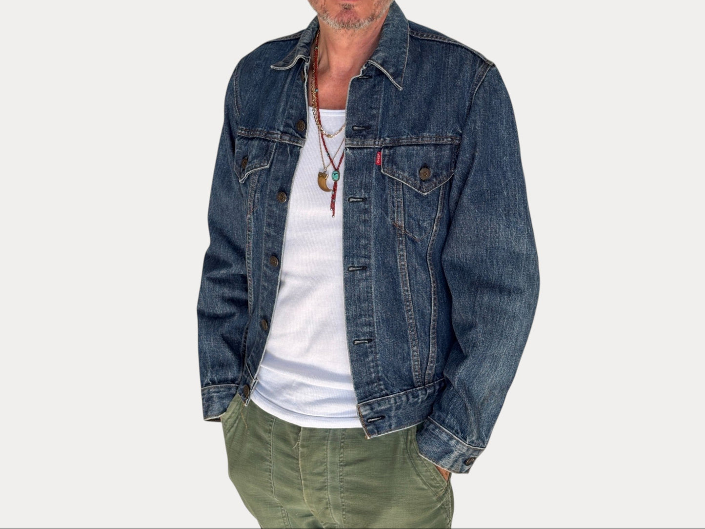 Size 38US / 48EU. Vintage Early 70s 2 pocket Levi’s Denim Jacket 70505 – Single Stitch, Made in USA-AJ357 Studio-AJ357 Studio