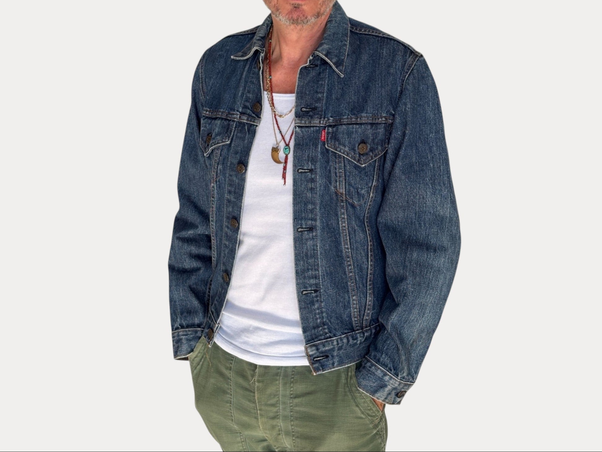 Size 38US / 48EU. Vintage Early 70s 2 pocket Levi’s Denim Jacket 70505 – Single Stitch, Made in USA-AJ357 Studio-AJ357 Studio