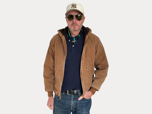 Vintage 90s Carhartt Hooded Jacket Made in Mexico –  Workwear Coat- Sz Youth XL