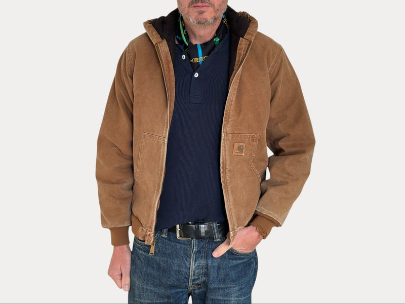 Vintage 90s Carhartt Hooded Jacket Made in Mexico – Workwear Coat- Sz Youth XL-AJ357 Studio-AJ357 Studio