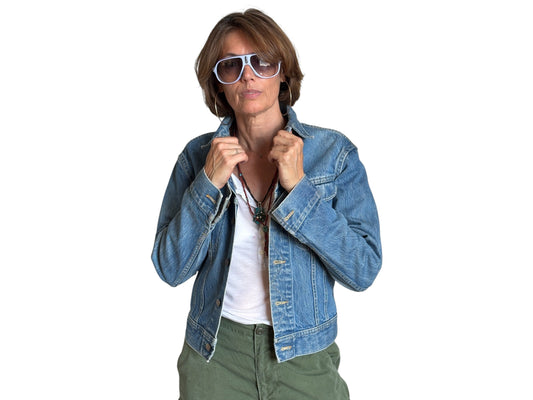 Vintage 80s Lee Denim Jacket | 2-Pocket Classic Blue Jean | Made in USA | Size 36US / 46EU | AJ357 Studio