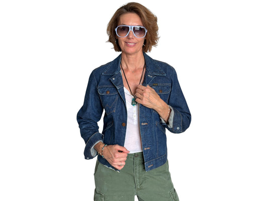 Size 36US / 46EU . Vintage 70s Wrangler Denim Jacket – 4 Pockets – Made in USA - USA Vintage Bcn