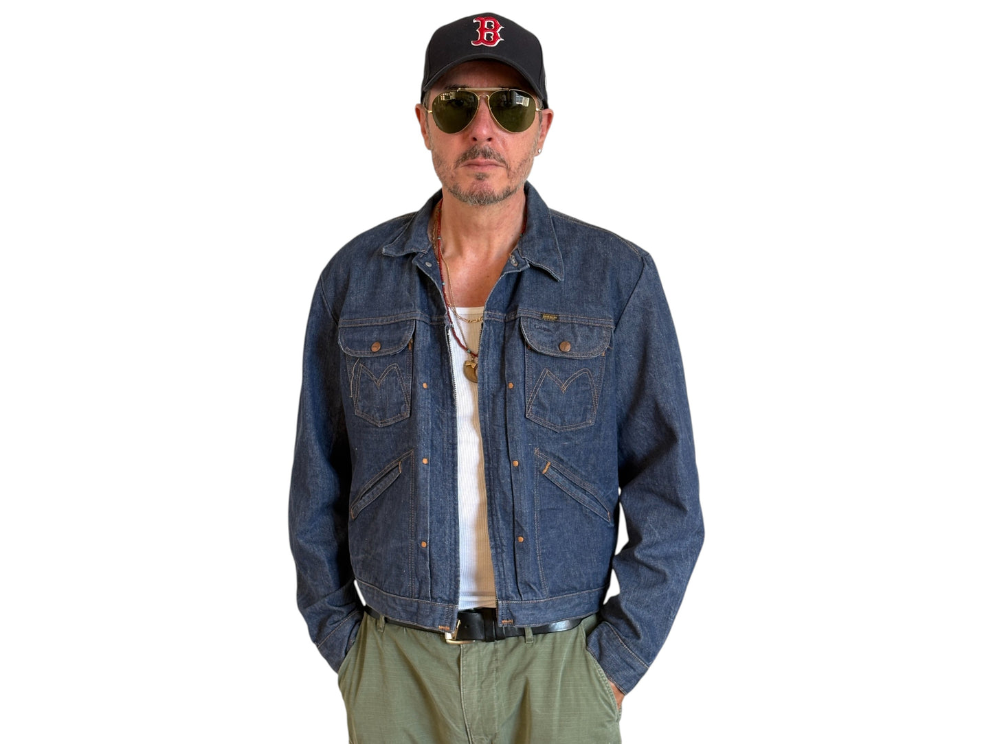Size 46US / 56EU. Authentic 24MJZ Maverick Jacket – USA-Made Raw Denim Classic