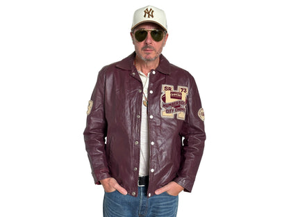 Size 42US / 52EU Vintage 1973 Humberside Collegiate Varsity Leather Jacket — Canadian High School Football — City Champs — Made in Canada-AJ357 Studio