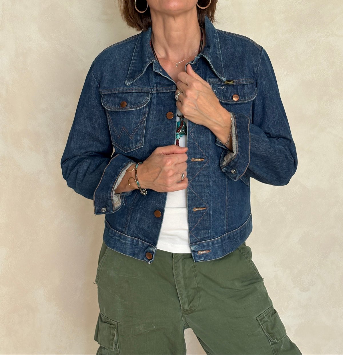 Size 36US . Vintage 70s Wrangler Denim Jacket – 4 Pockets-AJ357 Studio