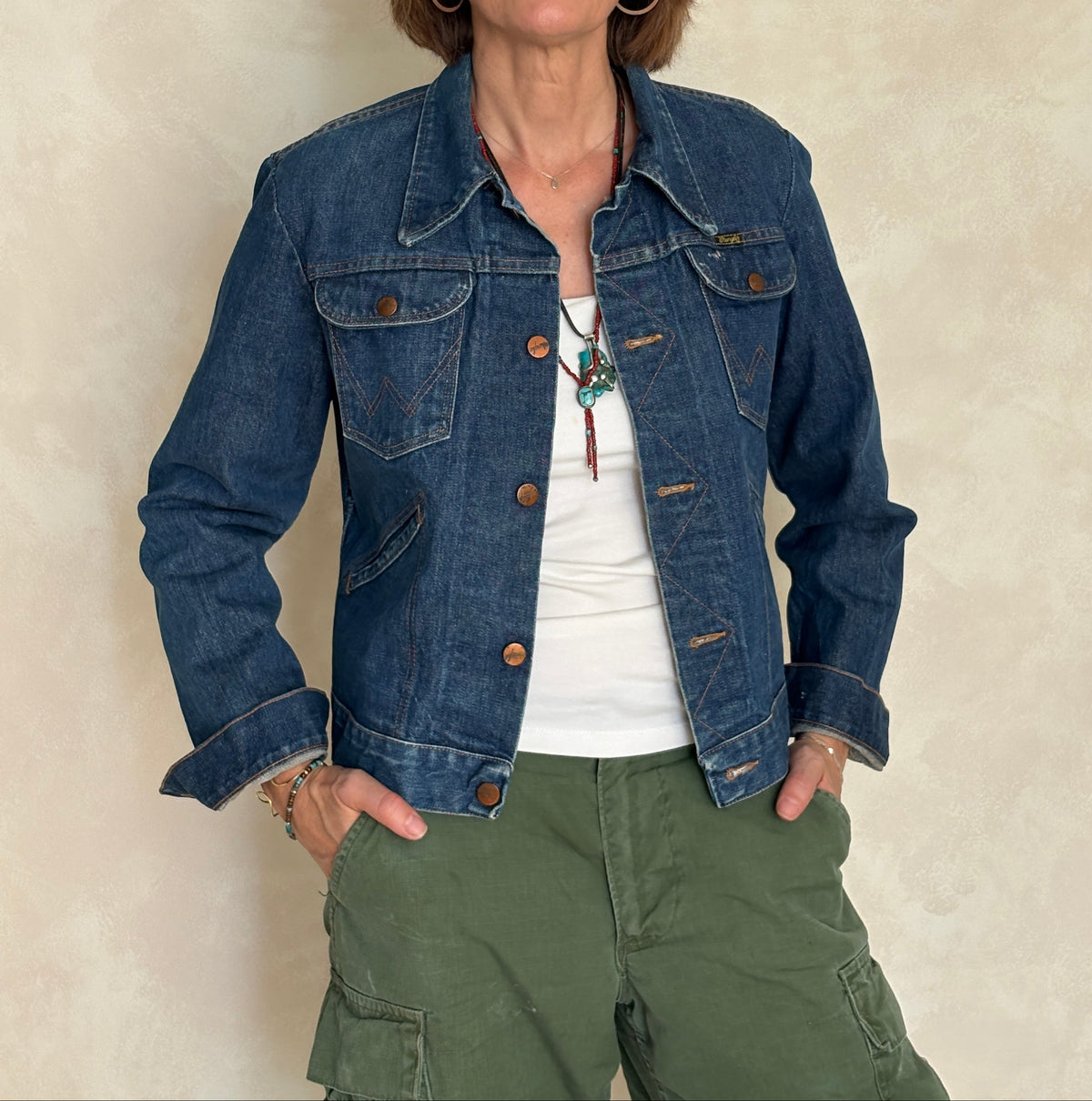 Size 36US . Vintage 70s Wrangler Denim Jacket – 4 Pockets-AJ357 Studio