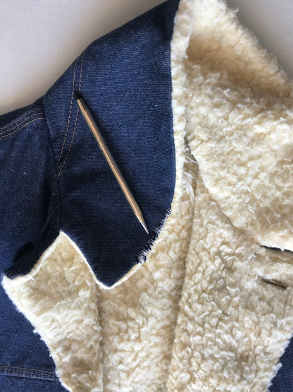 Medium Size Vintage Montgomery Ward Denim Fleece Barn Coat Chore Jacket, Made in USA - Classic Workwear Collectible-AJ357 Studio