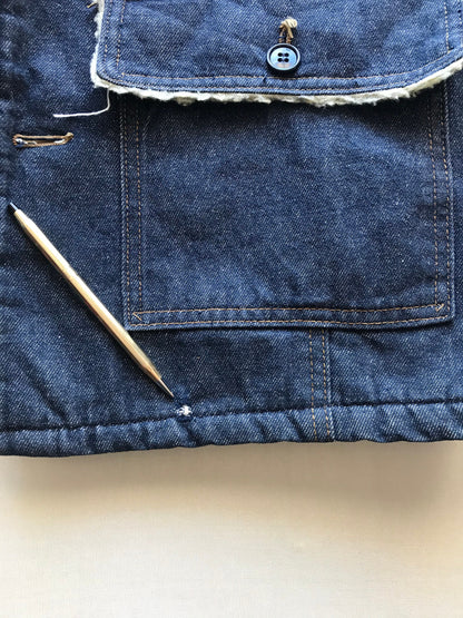 Medium Size Vintage Montgomery Ward Denim Fleece Barn Coat Chore Jacket, Made in USA - Classic Workwear Collectible-AJ357 Studio