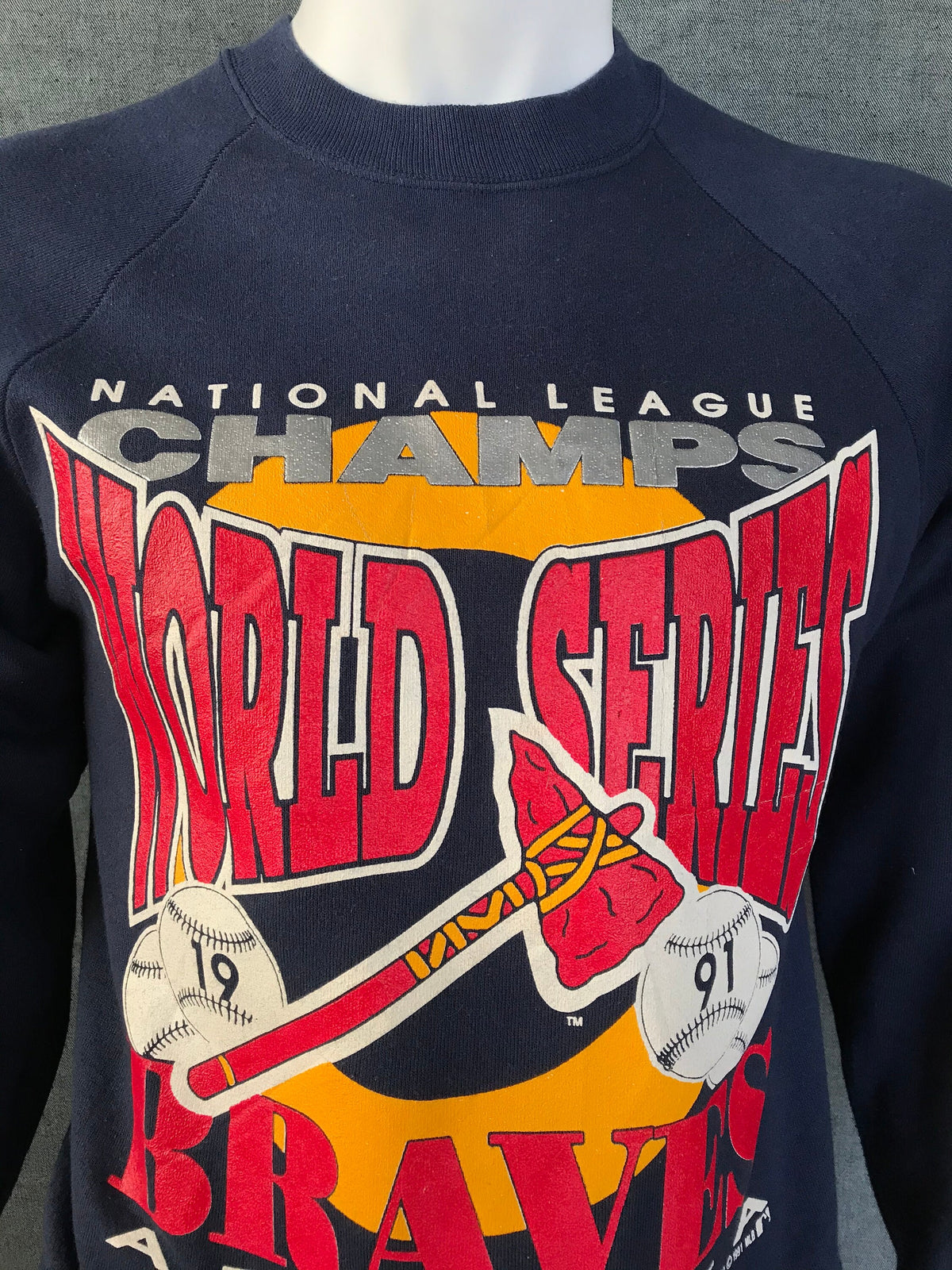 Size Med. 1991 Atlanta Braves world series vintage sweatshirt made in USA-AJ357 Studio