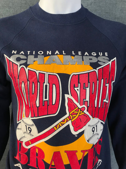Size Med. 1991 Atlanta Braves world series vintage sweatshirt made in USA-AJ357 Studio