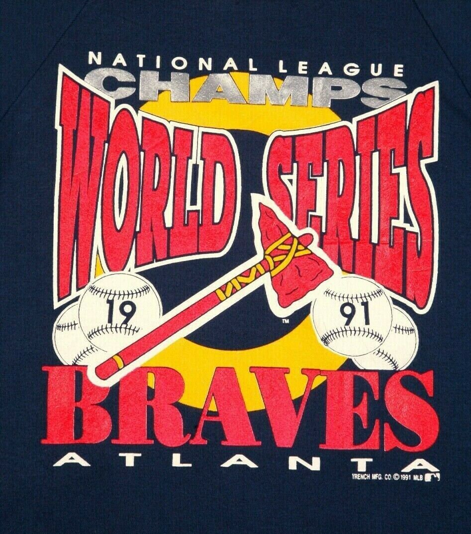 Size Med. 1991 Atlanta Braves world series vintage sweatshirt made in USA-AJ357 Studio