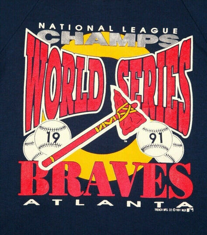 Size Med. 1991 Atlanta Braves world series vintage sweatshirt made in USA-AJ357 Studio