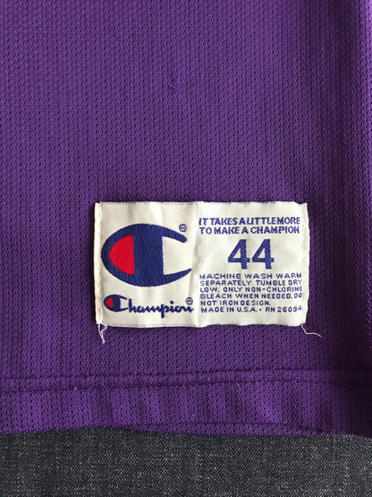 Rare vintage Champion NBA Charlotte Hornets L. JOHNSON #2 Basketball Jersey, iron-on NBA logo.-AJ357 Studio