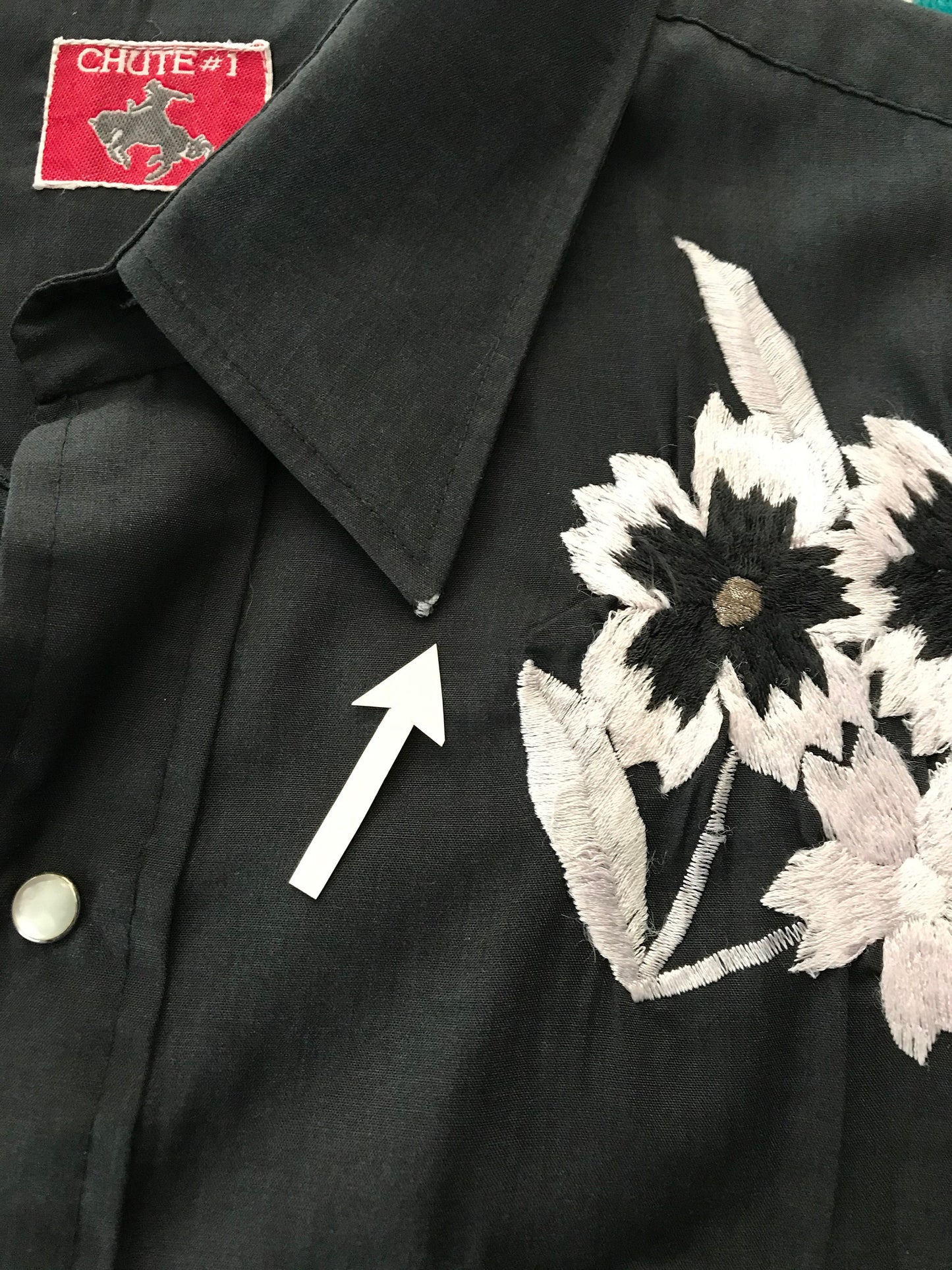 Size Large Vintage 70s Floral Embroidered Western Shirt by Chute#1 | Retro Cowboy Style