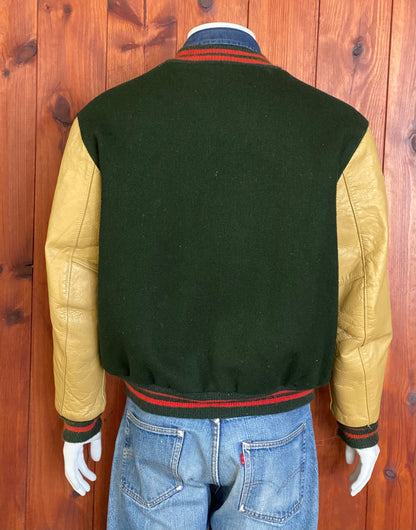 Size 44USA (54 EU) Vintage NYS PHSAA varsity letterman leather sleeve jacket-AJ357 Studio