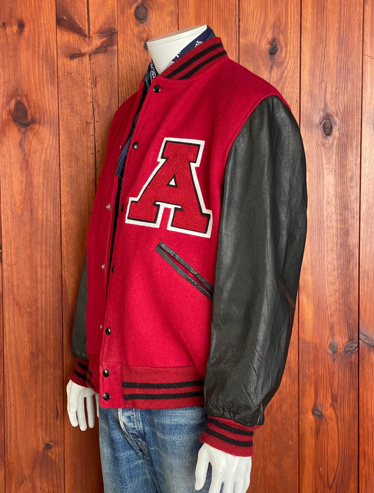 SizeL. Butwin Vintage Annandale varsity/letterman leather sleeve jacket made in USA-AJ357 Studio