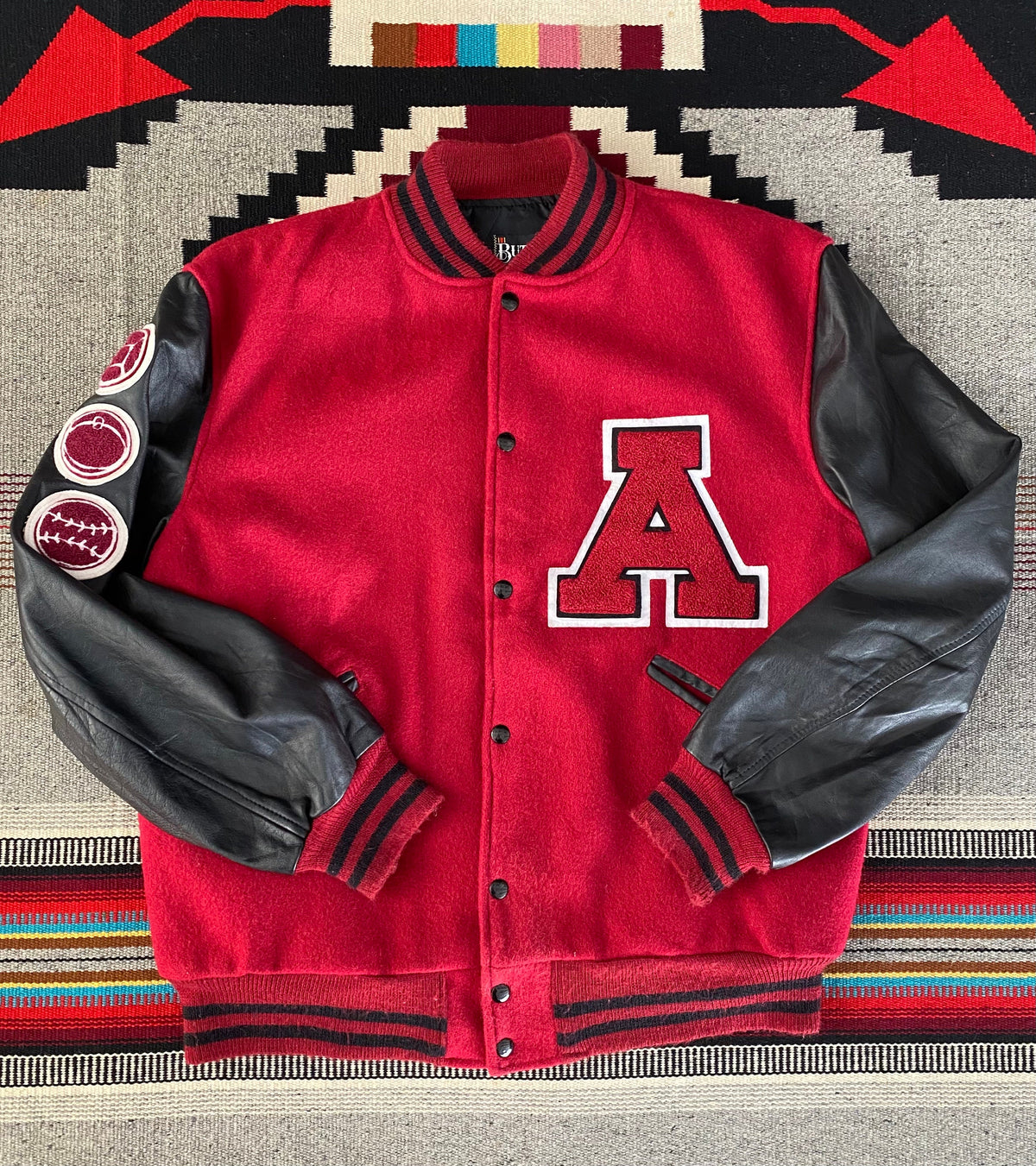 SizeL. Butwin Vintage Annandale varsity/letterman leather sleeve jacket made in USA-AJ357 Studio