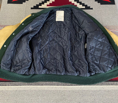 Size 44USA (54 EU) Vintage NYS PHSAA varsity letterman leather sleeve jacket-AJ357 Studio