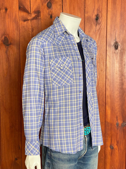 Size Medium. Vintage Wrangler 80s plaid western shirt.-AJ357 Studio