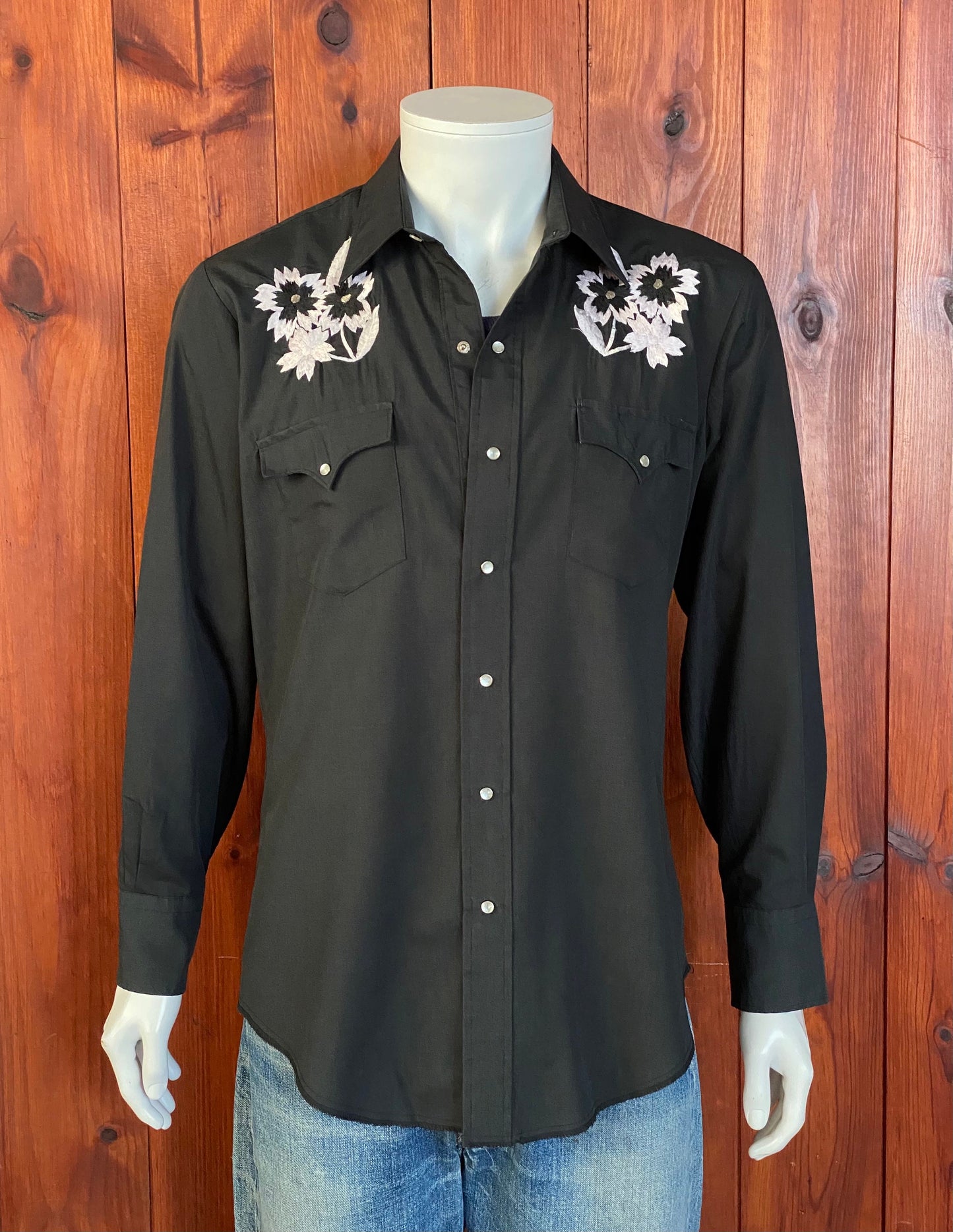 Size Large Vintage 70s Floral Embroidered Western Shirt by Chute#1 | Retro Cowboy Style