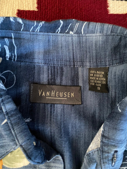 Size Small. Vintage 90s Hawaiian rayon shirt made by Van Heusen-AJ357 Studio