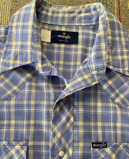 Size Medium. Vintage Wrangler 80s plaid western shirt.-AJ357 Studio