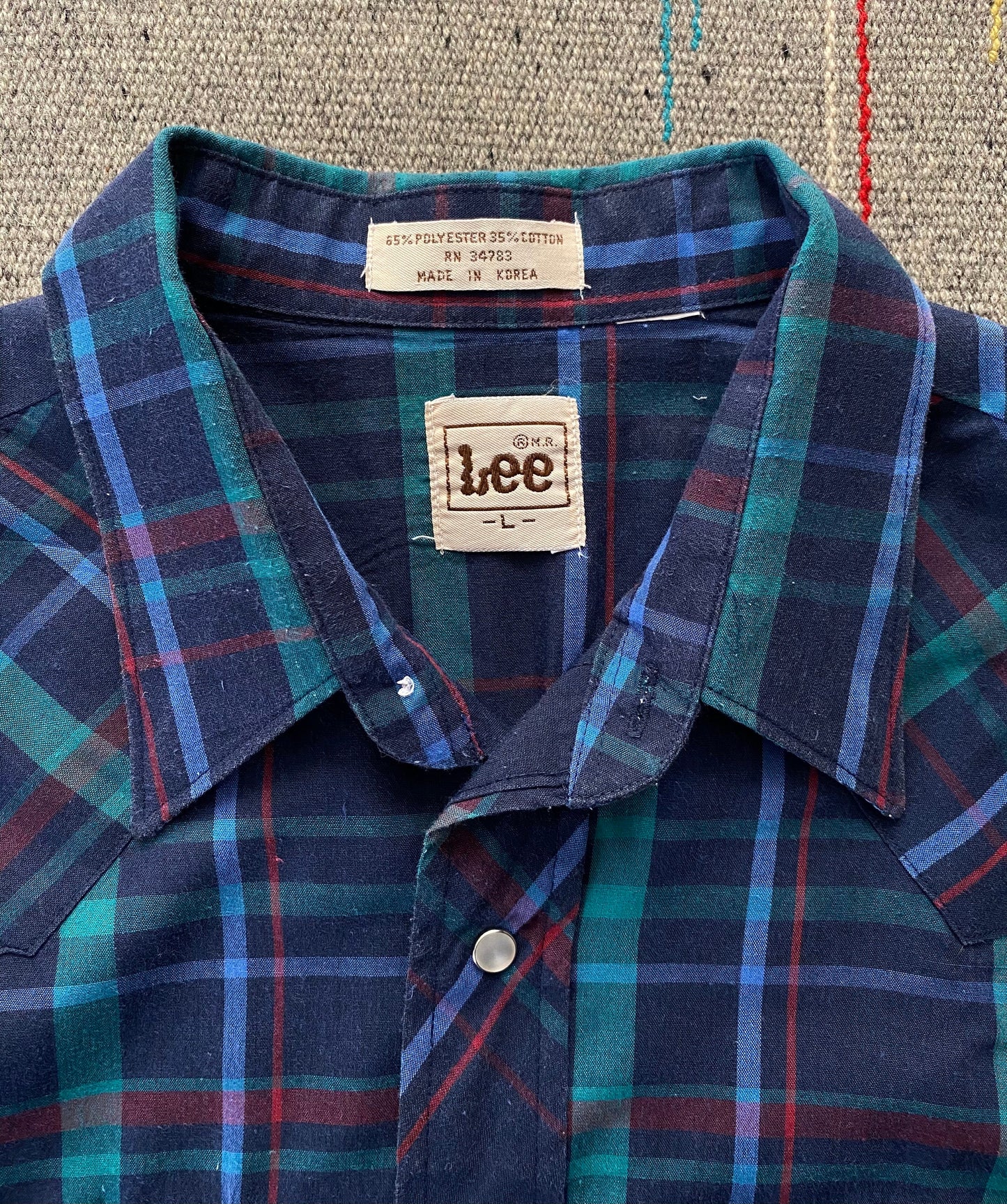 Size L Vintage 80s Plaid Western Shirt by Lee | Authentic Retro Style