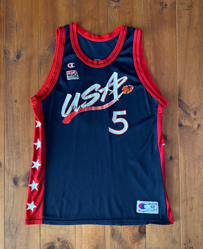 Vintage 90s USA Team Champion NBA Jersey Size 48 - Hill #05-AJ357 Studio