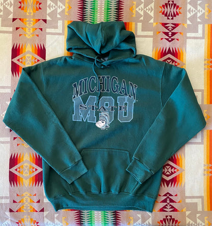Size L. Michigan state vintage hooded sweatshirt. Made In USA-AJ357 Studio