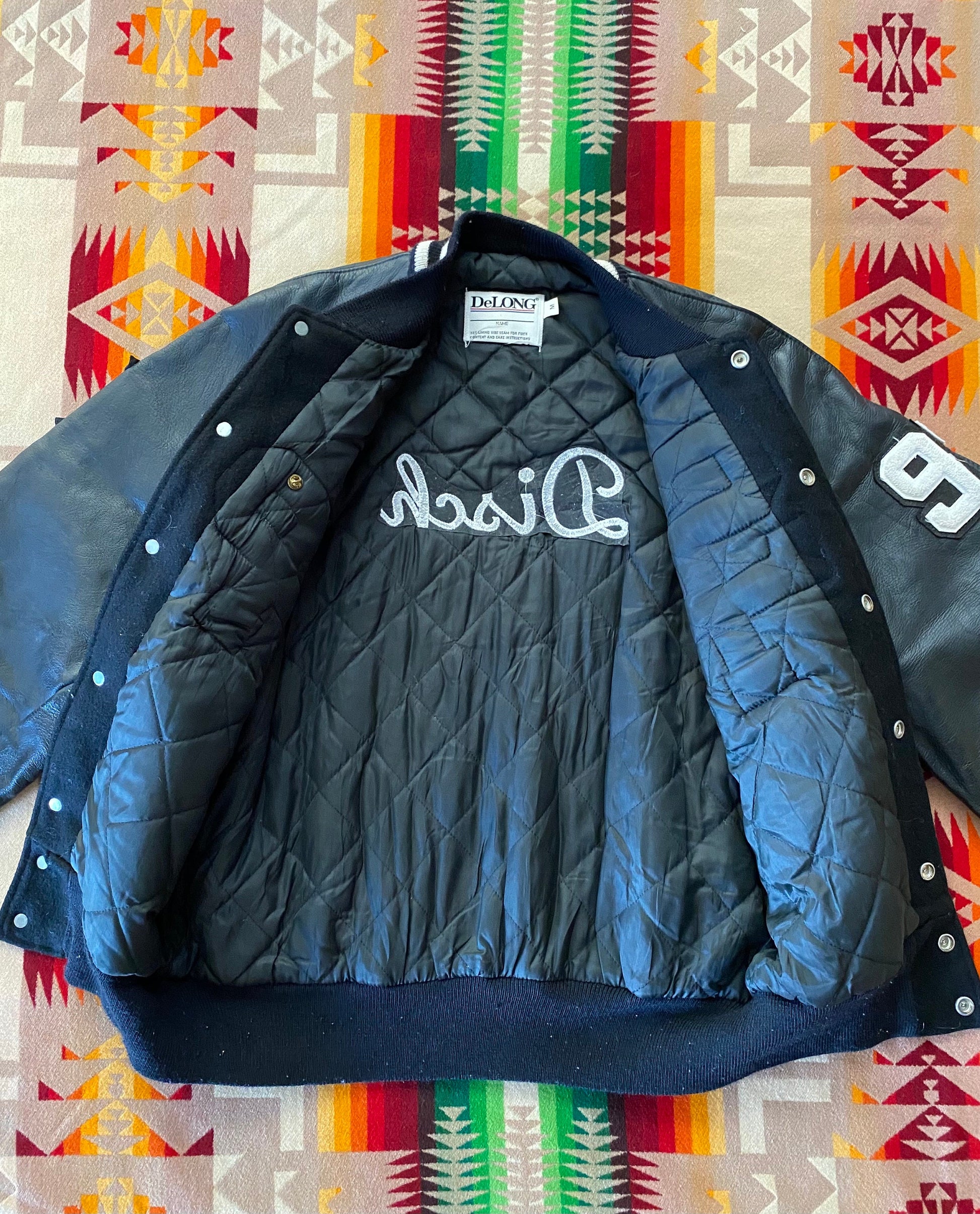 Vintage 90s DelonG Letterman Varsity Jacket - Size M | Made in USA | USA Vintage BCN